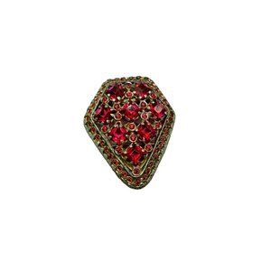 Vintage Dress Clip Older Fashion Antique Jewelry Gold Tone and Red Glass Stones